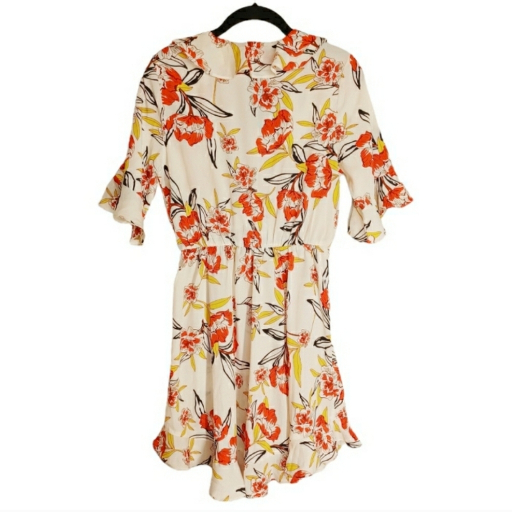 NASTY GAL VERA & LUCY Red Yellow Black Floral Print Ruffle Romper Medium NWT - Picture 3 of 8